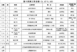 苏州大学附属尹山湖中学2024-2025学年第二学期第十四周工作安排